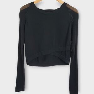 River Island Crop Top Mesh Sleeves V Neck